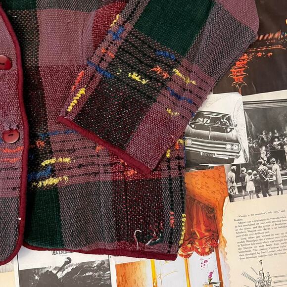 Vintage Studio West tartan Sweater Jacket - Picture 3 of 8